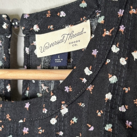 Universal Thread Cotton Ruffle Sleeveless Maxi Dress in Black Floral Size Large - Picture 5 of 9